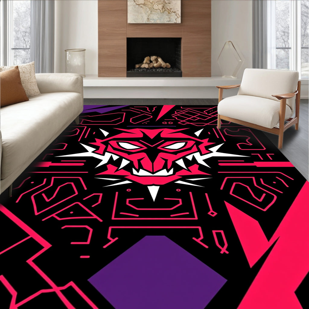 Fierce Pink Cybernetic Monster Graphic Rug