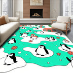 Whimsical Penguin Village Ice Floe Rug
