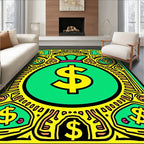 Bold Yellow Green Money Bag Dollar Rug