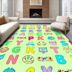 Whimsical Alphabet Creatures Pastel Collection Rug