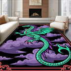 Teal Dragon Purple Clouds Frame Rug