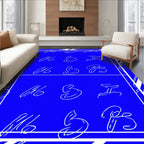 Bold Blue White Abstract Script Rug