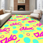 Bright Yellow Pink Blue ABC Circles Rug