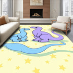 Whimsical Blue Purple Dinosaur Stars Rug