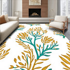 Teal Gold Branch Blossom Repeating Rug