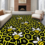 Black Yellow Bee Honeycomb Garden Rug