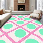 Pink Mint Polka Dot Grid Rug
