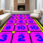 Vibrant Pink Blue Numbers Stars Rug