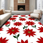 Vibrant Red Floral Branch Arrangement Rug