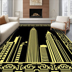 Golden Cityscape Urban Skyline Rug