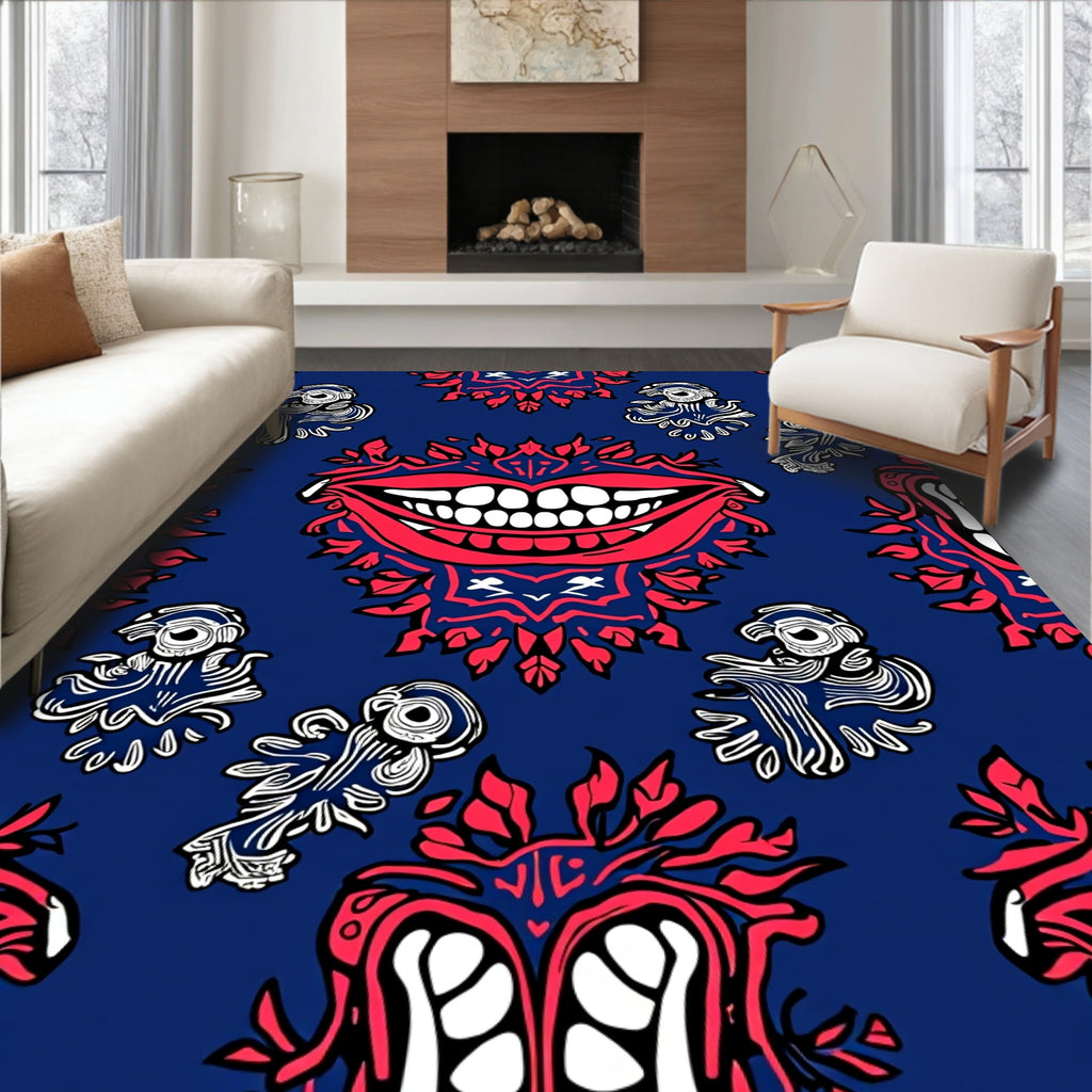 Bold Red Smiling Lips Creature Rug