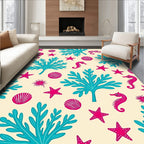 Oceanic Marine Life Coral Seahorse Starfish Rug