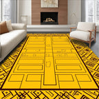 Golden Yellow Rectilinear Abstract Frame Rug