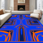 Vibrant Orange Blue Geometric Archway Rug