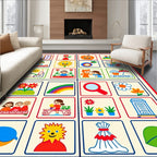 Childrens Playful Educational Images Collage Rug