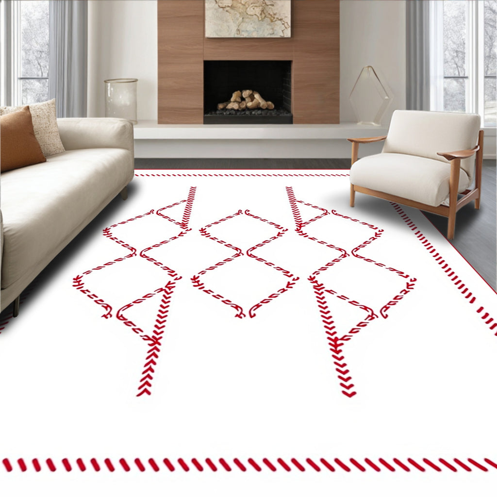 Crimson Diamond Stitch Medallion Rug