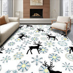 Black Reindeer Snowflake Medley Rug