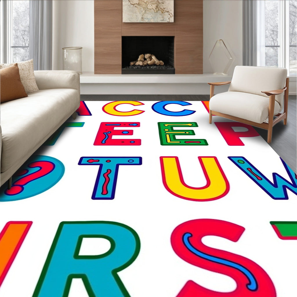 Colorful Alphabet Question Mark Rug