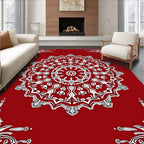 Vibrant Red Intricate Mandala Rug
