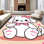 Cute Pink Bow White Puppy Rug