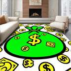 Bold Green Money Bag Dollar Symbols Rug