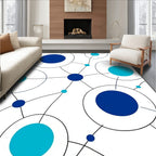Connected Blue Circles Network Rug
