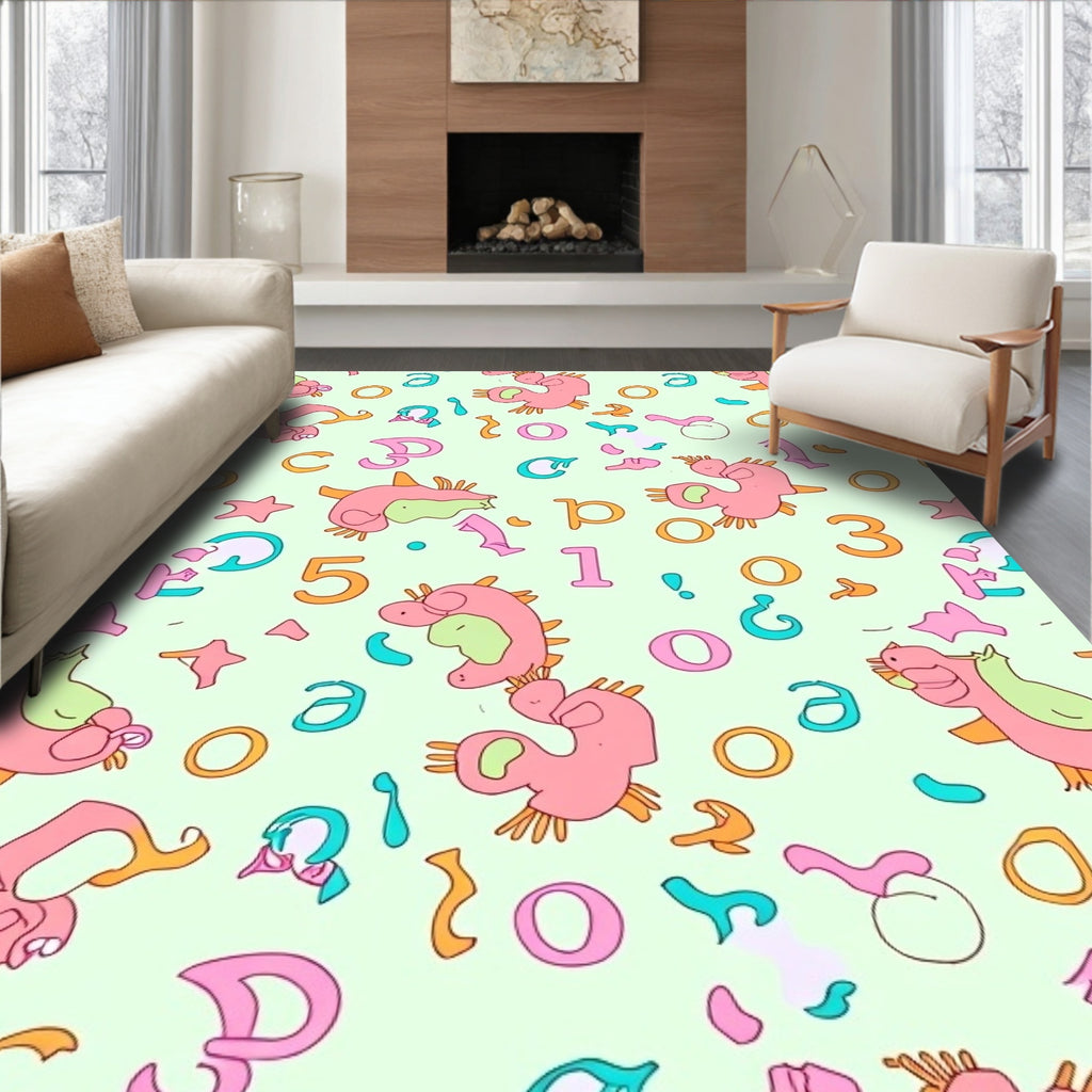 Pink Dino Alphabet And Number Scatter Rug