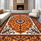 Vibrant Orange and Burgundy Floral Rug