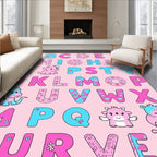 Playful Pink Blue Alphabet Characters Rug
