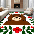 Brown Bear with Red Berry Garland Rug