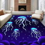 Electric Blue Jellyfish Deep Sea Swirl Rug