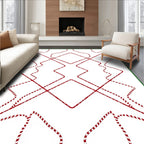 Red Wavy Geometric Diamond Rug