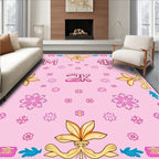 Pink Floral Medallion Corner Accents Rug