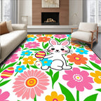 Happy Easter Bunny Floral Egg Rug