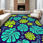 Vibrant Neon Tropical Monstera Leaf Rug