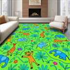 Vibrant Jungle Animals Flower Foliage Rug