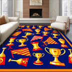 Red Yellow Trophies Flags Explosion Rug