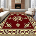 Crimson Mandalas and Floral Accents Rug