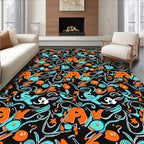 Orange Blue Graffiti Swirls Rug
