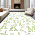 Sage Floral Alphabet Collage Rug