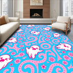 Cute White Ghost Pink Floral Swirl Rug