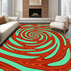 Orange Teal Swirl Vortex Rug