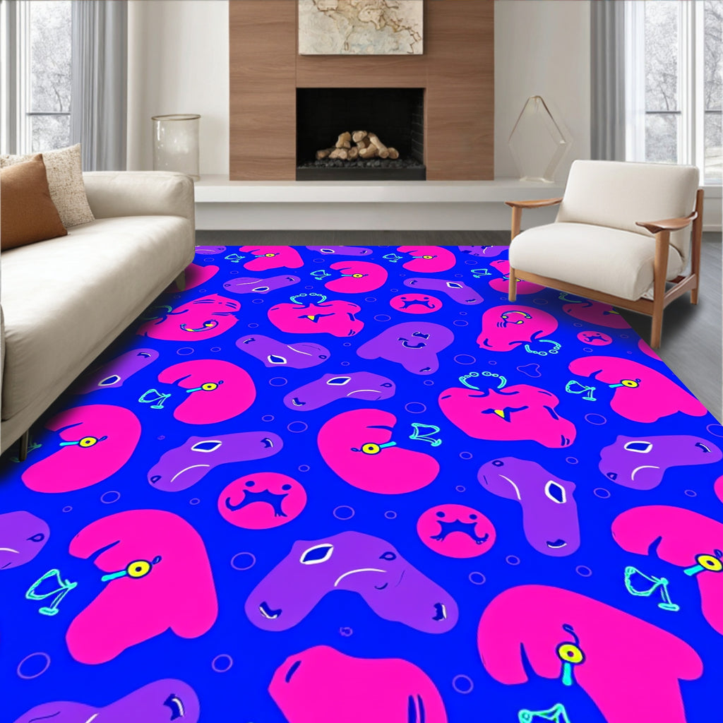 Vibrant Pink Purple Blob Collage Rug