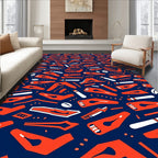 Orangecolored Objects Navy Blue Background Rug