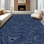 Deep Blue Swirling Abstract Lines Rug