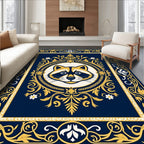 Ornate Navy Blue Raccoon Frame Rug