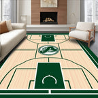 Green Athletic Court Wood Grain Rug