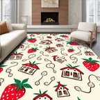 Whimsical Strawberry Homes Vine Motif Rug