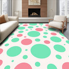Mint Coral Polka Dot Circles Rug