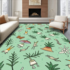 Whimsical Green Whimsical Character Garden Rug